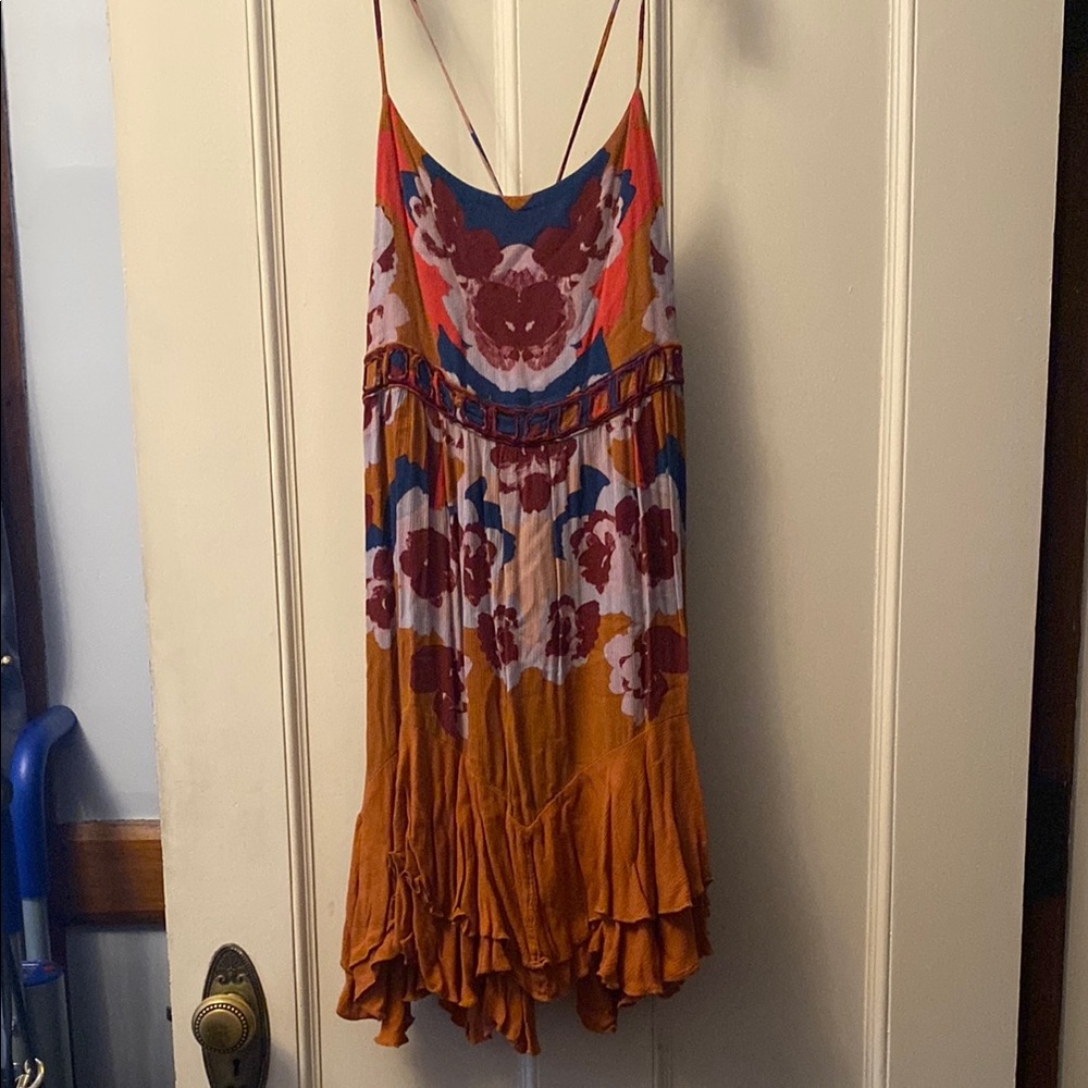 Free People Floral Multicolor Spaghetti Strap Dress